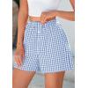 imagePRETTYGARDEN Womens Shorts Boxers 2025 Summer Gingham Pajama Lounge Sleep Y2K Plaid Pj Shorts Beach BottomsLight Blue