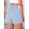 imagePRETTYGARDEN Womens Shorts Boxers 2025 Summer Gingham Pajama Lounge Sleep Y2K Plaid Pj Shorts Beach BottomsLight Blue