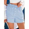 imagePRETTYGARDEN Womens Shorts Boxers 2025 Summer Gingham Pajama Lounge Sleep Y2K Plaid Pj Shorts Beach BottomsLight Blue