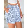 imagePRETTYGARDEN Womens Shorts Boxers 2025 Summer Gingham Pajama Lounge Sleep Y2K Plaid Pj Shorts Beach BottomsLight Blue