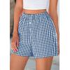 imagePRETTYGARDEN Womens Shorts Boxers 2025 Summer Gingham Pajama Lounge Sleep Y2K Plaid Pj Shorts Beach BottomsNavy