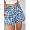 imagePRETTYGARDEN Womens Shorts Boxers 2025 Summer Gingham Pajama Lounge Sleep Y2K Plaid Pj Shorts Beach BottomsNavy