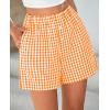 imagePRETTYGARDEN Womens Shorts Boxers 2025 Summer Gingham Pajama Lounge Sleep Y2K Plaid Pj Shorts Beach BottomsOrange