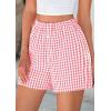 imagePRETTYGARDEN Womens Shorts Boxers 2025 Summer Gingham Pajama Lounge Sleep Y2K Plaid Pj Shorts Beach BottomsPink