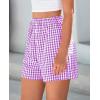 imagePRETTYGARDEN Womens Shorts Boxers 2025 Summer Gingham Pajama Lounge Sleep Y2K Plaid Pj Shorts Beach BottomsPurple