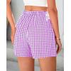 imagePRETTYGARDEN Womens Shorts Boxers 2025 Summer Gingham Pajama Lounge Sleep Y2K Plaid Pj Shorts Beach BottomsPurple
