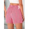 imagePRETTYGARDEN Womens Shorts Boxers 2025 Summer Gingham Pajama Lounge Sleep Y2K Plaid Pj Shorts Beach BottomsRed