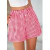 imagePRETTYGARDEN Womens Shorts Boxers 2025 Summer Gingham Pajama Lounge Sleep Y2K Plaid Pj Shorts Beach BottomsRed