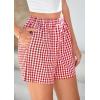 imagePRETTYGARDEN Womens Shorts Boxers 2025 Summer Gingham Pajama Lounge Sleep Y2K Plaid Pj Shorts Beach BottomsRed