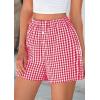 imagePRETTYGARDEN Womens Shorts Boxers 2025 Summer Gingham Pajama Lounge Sleep Y2K Plaid Pj Shorts Beach BottomsRed