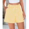 imagePRETTYGARDEN Womens Shorts Boxers 2025 Summer Gingham Pajama Lounge Sleep Y2K Plaid Pj Shorts Beach BottomsYellow