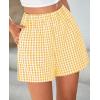 imagePRETTYGARDEN Womens Shorts Boxers 2025 Summer Gingham Pajama Lounge Sleep Y2K Plaid Pj Shorts Beach BottomsYellow