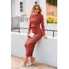imagePRETTYGARDEN Womens Spring Fall 2 Piece Sweater Set Rib Knit Long Sleeve Crop Top Maxi Bodycon Skirt Casual Winter OutfitsBrick Red