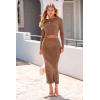 imagePRETTYGARDEN Womens Spring Fall 2 Piece Sweater Set Rib Knit Long Sleeve Crop Top Maxi Bodycon Skirt Casual Winter OutfitsBrown