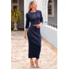 imagePRETTYGARDEN Womens Spring Fall 2 Piece Sweater Set Rib Knit Long Sleeve Crop Top Maxi Bodycon Skirt Casual Winter OutfitsDark Blue