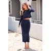 imagePRETTYGARDEN Womens Spring Fall 2 Piece Sweater Set Rib Knit Long Sleeve Crop Top Maxi Bodycon Skirt Casual Winter OutfitsDark Blue