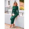 imagePRETTYGARDEN Womens Spring Fall 2 Piece Sweater Set Rib Knit Long Sleeve Crop Top Maxi Bodycon Skirt Casual Winter OutfitsDark Green