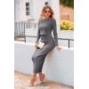 imagePRETTYGARDEN Womens Spring Fall 2 Piece Sweater Set Rib Knit Long Sleeve Crop Top Maxi Bodycon Skirt Casual Winter OutfitsGrey