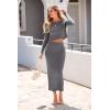 imagePRETTYGARDEN Womens Spring Fall 2 Piece Sweater Set Rib Knit Long Sleeve Crop Top Maxi Bodycon Skirt Casual Winter OutfitsGrey