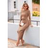 imagePRETTYGARDEN Womens Spring Fall 2 Piece Sweater Set Rib Knit Long Sleeve Crop Top Maxi Bodycon Skirt Casual Winter OutfitsKhaki