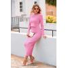 imagePRETTYGARDEN Womens Spring Fall 2 Piece Sweater Set Rib Knit Long Sleeve Crop Top Maxi Bodycon Skirt Casual Winter OutfitsPink
