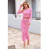 imagePRETTYGARDEN Womens Spring Fall 2 Piece Sweater Set Rib Knit Long Sleeve Crop Top Maxi Bodycon Skirt Casual Winter OutfitsPink