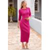 imagePRETTYGARDEN Womens Spring Fall 2 Piece Sweater Set Rib Knit Long Sleeve Crop Top Maxi Bodycon Skirt Casual Winter OutfitsRose Red