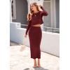 imagePRETTYGARDEN Womens Spring Fall 2 Piece Sweater Set Rib Knit Long Sleeve Crop Top Maxi Bodycon Skirt Casual Winter OutfitsWine Red