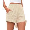 imagePRETTYGARDEN Womens Striped Boxer Shorts Summer 2025 Trendy Casual Elastic Waist Lounge Sleep Pajama Bottoms Beach ShortsStriped Apricot White