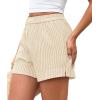 imagePRETTYGARDEN Womens Striped Boxer Shorts Summer 2025 Trendy Casual Elastic Waist Lounge Sleep Pajama Bottoms Beach ShortsStriped Apricot White