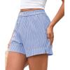 imagePRETTYGARDEN Womens Striped Boxer Shorts Summer 2025 Trendy Casual Elastic Waist Lounge Sleep Pajama Bottoms Beach ShortsStriped Blue White