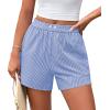 imagePRETTYGARDEN Womens Striped Boxer Shorts Summer 2025 Trendy Casual Elastic Waist Lounge Sleep Pajama Bottoms Beach ShortsStriped Blue White