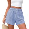 imagePRETTYGARDEN Womens Striped Boxer Shorts Summer 2025 Trendy Casual Elastic Waist Lounge Sleep Pajama Bottoms Beach ShortsStriped Blue White