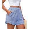 imagePRETTYGARDEN Womens Striped Boxer Shorts Summer 2025 Trendy Casual Elastic Waist Lounge Sleep Pajama Bottoms Beach ShortsStriped Blue White