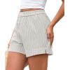 imagePRETTYGARDEN Womens Striped Boxer Shorts Summer 2025 Trendy Casual Elastic Waist Lounge Sleep Pajama Bottoms Beach ShortsStriped Grey Blue White