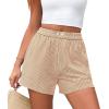 imagePRETTYGARDEN Womens Striped Boxer Shorts Summer 2025 Trendy Casual Elastic Waist Lounge Sleep Pajama Bottoms Beach ShortsStriped Khaki White