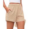 imagePRETTYGARDEN Womens Striped Boxer Shorts Summer 2025 Trendy Casual Elastic Waist Lounge Sleep Pajama Bottoms Beach ShortsStriped Khaki White
