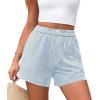 imagePRETTYGARDEN Womens Striped Boxer Shorts Summer 2025 Trendy Casual Elastic Waist Lounge Sleep Pajama Bottoms Beach ShortsStriped Light Blue White