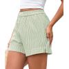 imagePRETTYGARDEN Womens Striped Boxer Shorts Summer 2025 Trendy Casual Elastic Waist Lounge Sleep Pajama Bottoms Beach ShortsStriped Light Green White