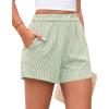 imagePRETTYGARDEN Womens Striped Boxer Shorts Summer 2025 Trendy Casual Elastic Waist Lounge Sleep Pajama Bottoms Beach ShortsStriped Light Green White