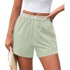 imagePRETTYGARDEN Womens Striped Boxer Shorts Summer 2025 Trendy Casual Elastic Waist Lounge Sleep Pajama Bottoms Beach ShortsStriped Light Green White