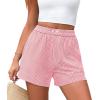 imagePRETTYGARDEN Womens Striped Boxer Shorts Summer 2025 Trendy Casual Elastic Waist Lounge Sleep Pajama Bottoms Beach ShortsStriped Pink White
