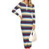 imagePRETTYGARDEN Womens Striped Spring Midi Sweater Dress Fall Long Sleeve Button Up V Neck Knit Bodycon Vacation Party DressesStriped Blue