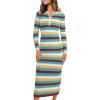 imagePRETTYGARDEN Womens Striped Spring Midi Sweater Dress Fall Long Sleeve Button Up V Neck Knit Bodycon Vacation Party DressesStriped Light Blue