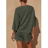 imagePRETTYGARDEN Womens Summer 2 Piece Cover up Knit Swimsuit Short Sleeve Tops Shorts Sets Bathing Suit Beach OutfitsArmy Green