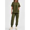 imagePRETTYGARDEN Womens Summer 2 Piece Outfit Tracksuits Casual Short Sleeve Tops High Waisted Sweatpants SetArmy Green