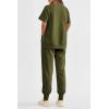 imagePRETTYGARDEN Womens Summer 2 Piece Outfit Tracksuits Casual Short Sleeve Tops High Waisted Sweatpants SetArmy Green