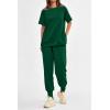 imagePRETTYGARDEN Womens Summer 2 Piece Outfit Tracksuits Casual Short Sleeve Tops High Waisted Sweatpants SetDark Green