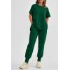 imagePRETTYGARDEN Womens Summer 2 Piece Outfit Tracksuits Casual Short Sleeve Tops High Waisted Sweatpants SetDark Green