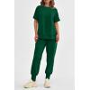 imagePRETTYGARDEN Womens Summer 2 Piece Outfit Tracksuits Casual Short Sleeve Tops High Waisted Sweatpants SetDark Green